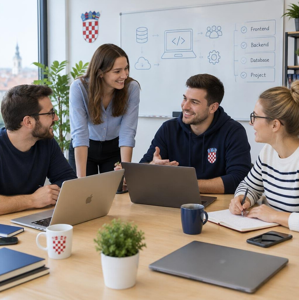 Instructors preparing an IT course session together at a table